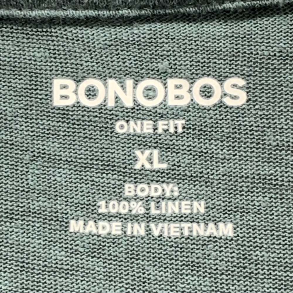 Bonobos Linen Polo Shirt Sage Green Solid Pullover V-Neck Collared Men’s Size XL - Picture 2 of 9